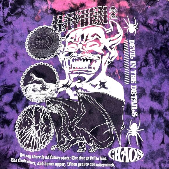 Vitriol Shirt Mens Medium Purple Black Tie Dye Mayhem Devil Chaos Graphic Tee - Picture 1 of 12